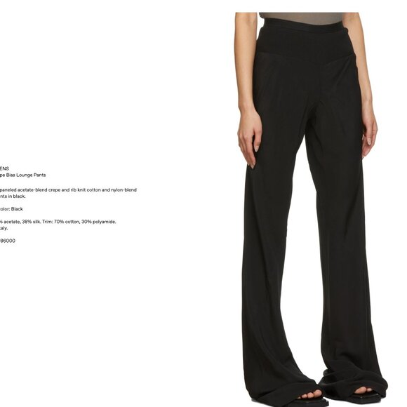 Rick Owens Black Hollywood Bias Trousers Size 40 - Picture 2 of 6